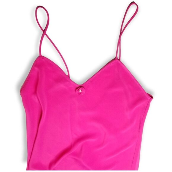 Vintage 70s 80s Christian Dior Pink Midi Slip Dress Flower Pearl On Chest - Picture 7 of 10